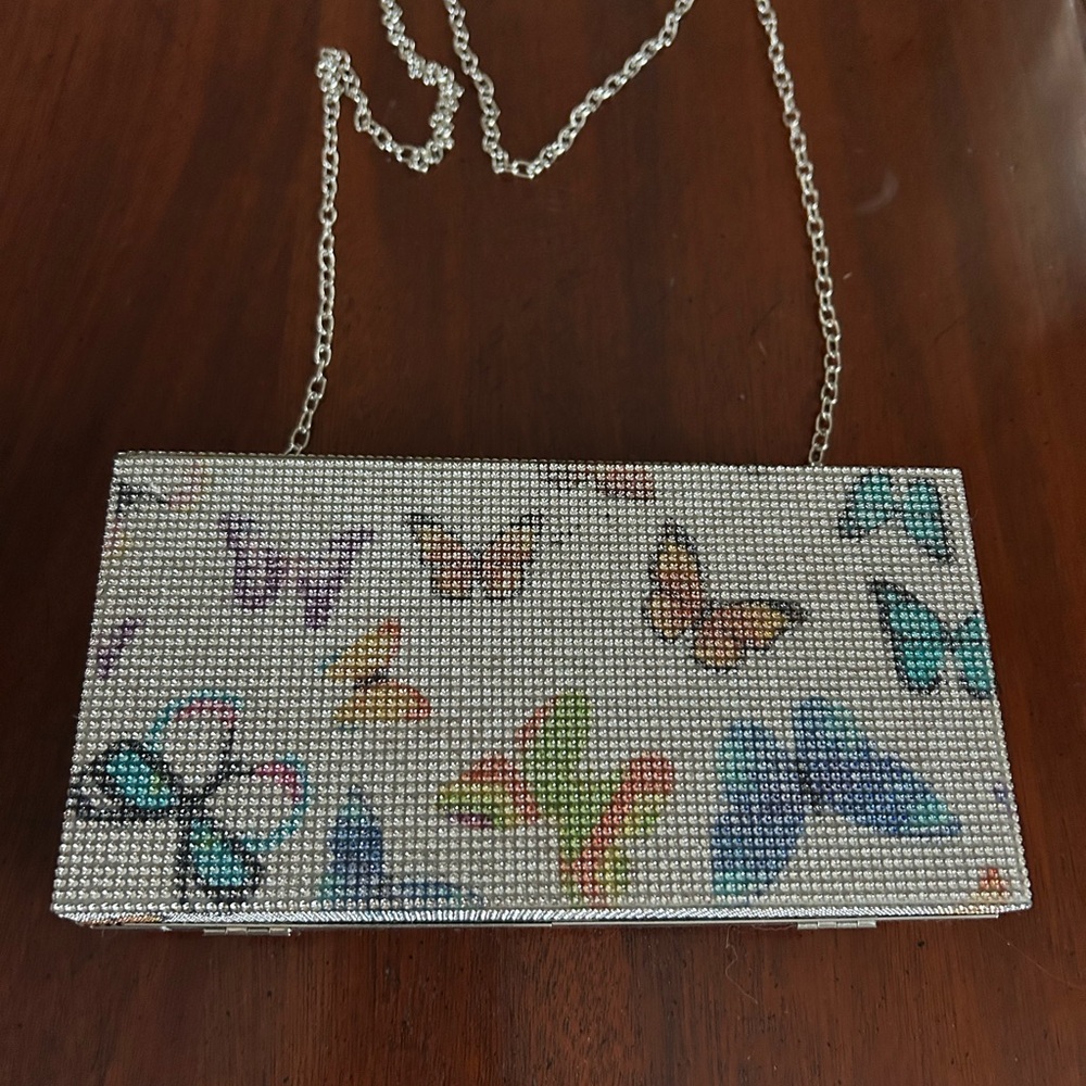 NATASHA Butterfly Crystal Clutch with Chain
